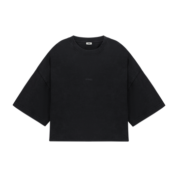 Distressed Cropped Tee in Graphite
