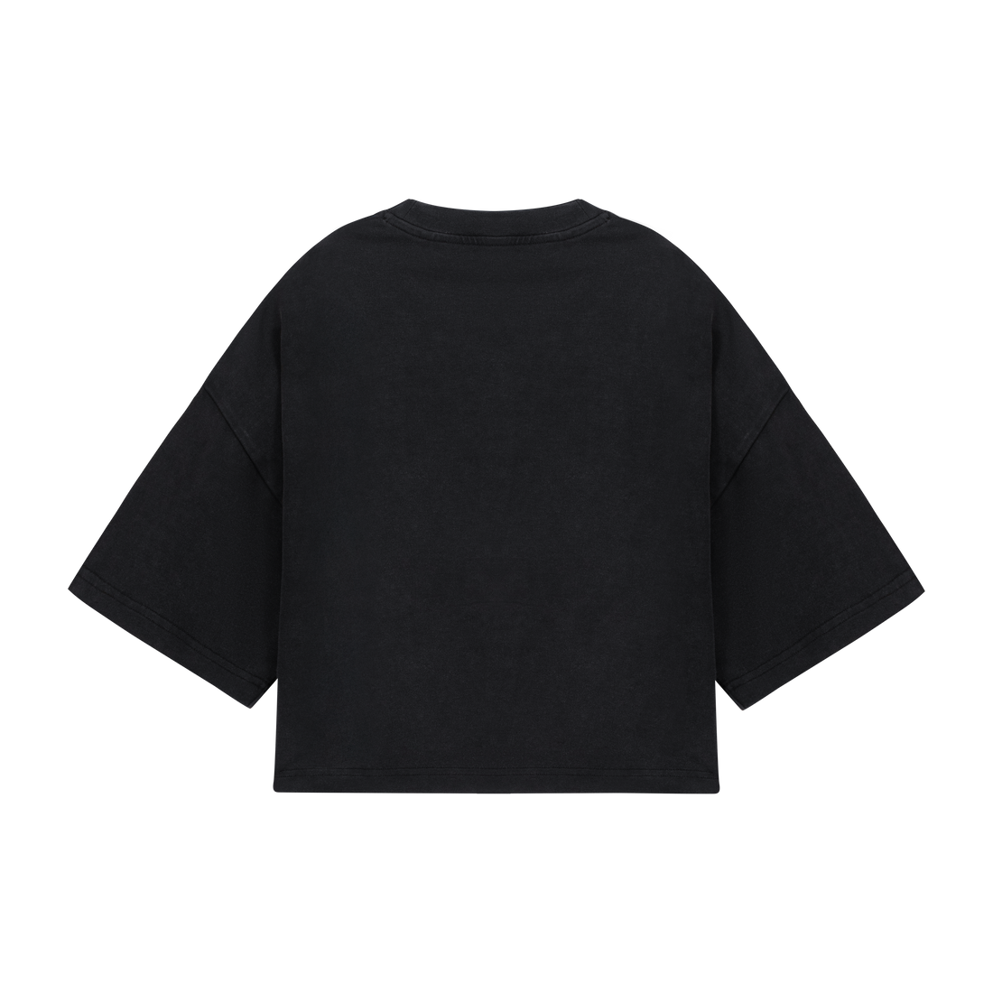 Distressed Cropped Tee in Graphite